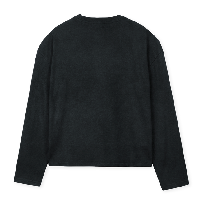 PASHEN_VB Vintage Black Oversized Boxy LS Tee.