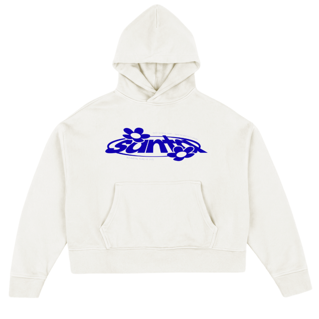 SANTAONEHOODIE_BLUE Vintage White Oversized Boxy Hoodie.