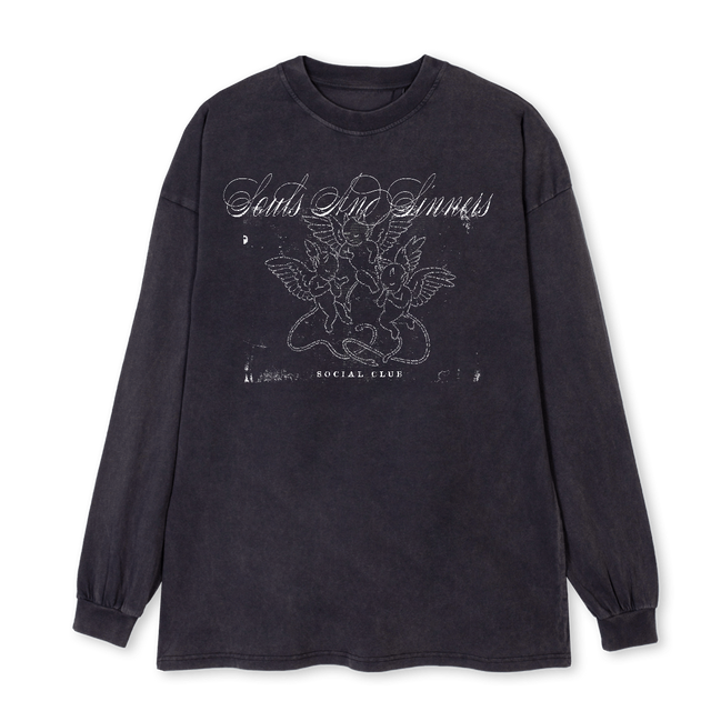 SOCIALCLUBOVLSVBLACK Vintage Black Oversized LS Tee.