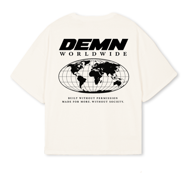 DEMN  Vintage White Oversized Boxy Tee.