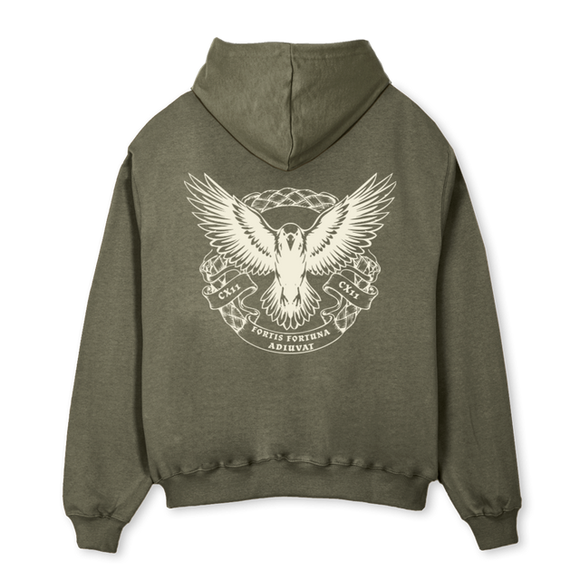 OLIVZIP  Vintage Olive Oversized Zipped Hoodie.