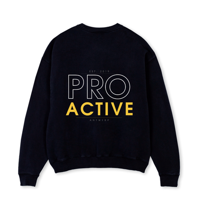 PAONE Black Oversized Crewneck Sweater.
