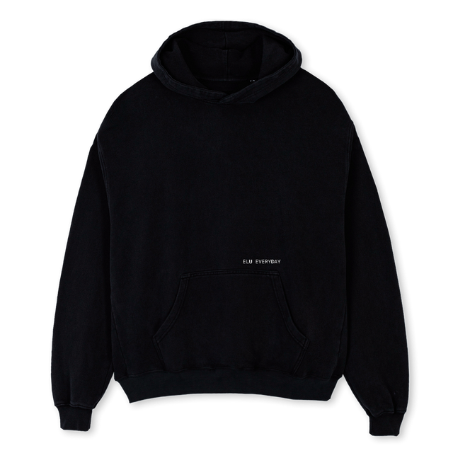 SECONDSAMPLEELU Black Oversized Hoodie.