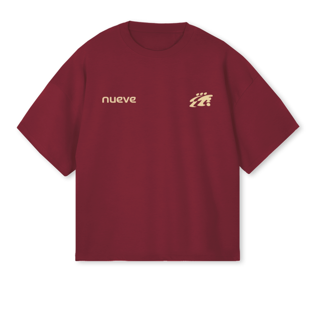 QUATRETROISTROIS Burgundy Oversized Boxy Tee.