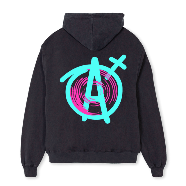 ADHDXAGNOSTICVBOH Vintage Black Oversized Zipped Hoodie.