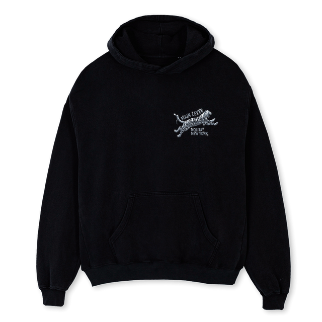 CHROMETIGER Black Oversized Hoodie.