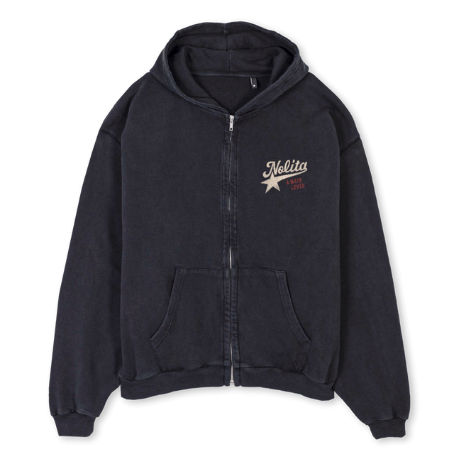 LITTLEITALYZIPHOODIE Vintage Black Oversized Zipped Hoodie.
