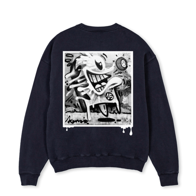 OZIECREWKO Vintage Black Oversized Crewneck Sweater.