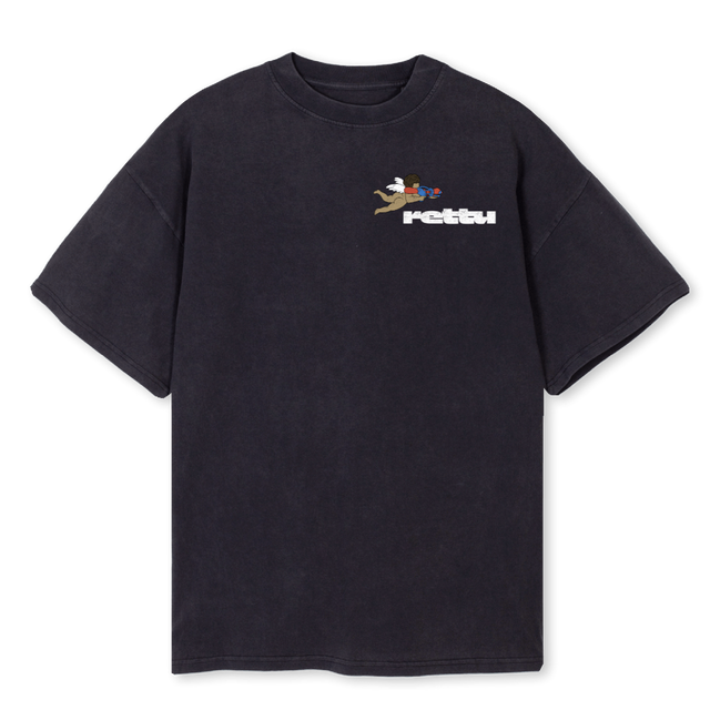 RETTUANGELPRINT Vintage Black Oversized Tee.