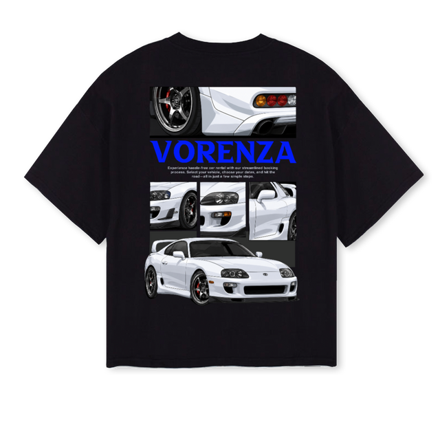 VORENZA  Black Oversized Boxy Tee.