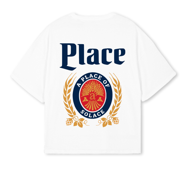 PLACEBEERTEE White Oversized Boxy Tee.