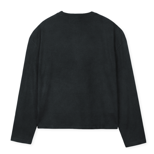 PAPER Vintage Black Oversized Boxy LS Tee.