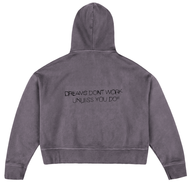 PERFCTLY DIST WRITTE Pigment Grey Oversized Boxy Hoodie.