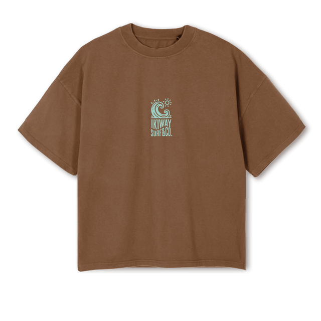 WAVE OBOXTEE BROWTU Vintage Tan Oversized Boxy Tee.
