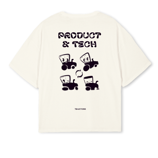 TBAUCTIONS Cream Oversized Boxy Tee.