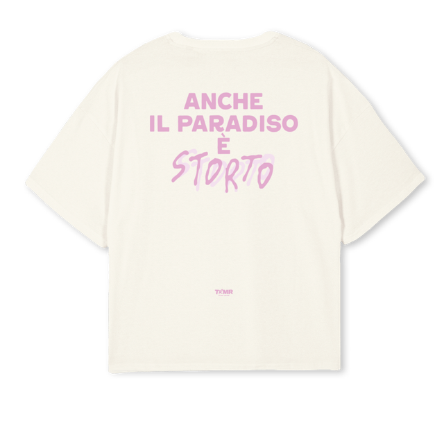PARADISO Cream Oversized Boxy Tee.