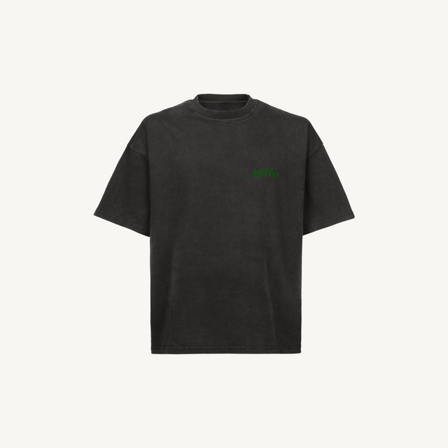 VFAFC BLk GREEN TEE Vintage Black Oversized Boxy Tee.