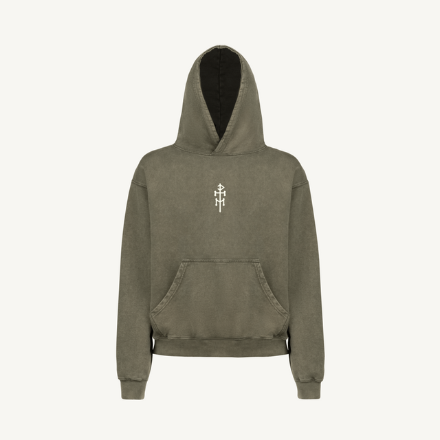 DIEMTI LOGO OX PULLOVER Vintage Olive Oversized Hoodie.