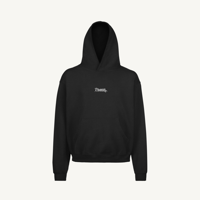 Speechy GREY EMB Black Oversized Hoodie.