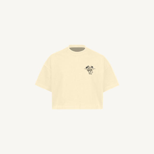 THE HEALING CO Cream Cropped Oversized Tee.