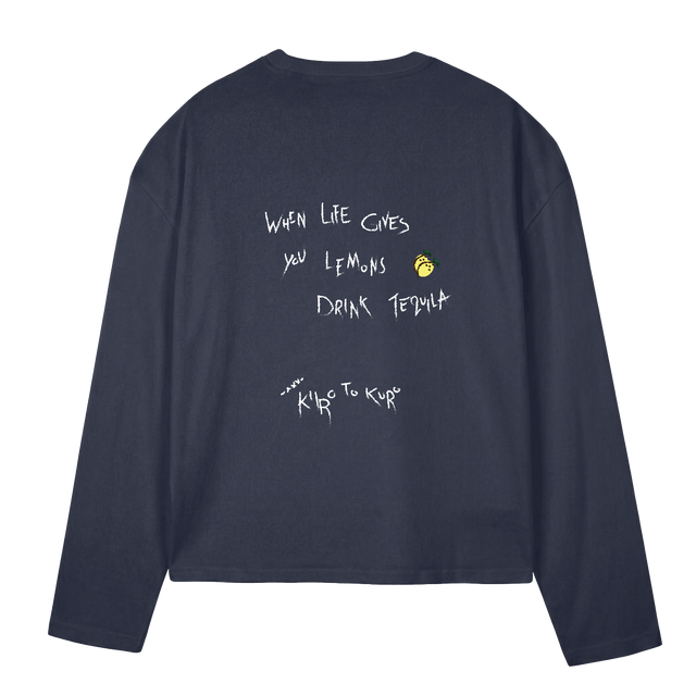 TEQUILLABLUE Navy Blue Oversized Boxy LS Tee.