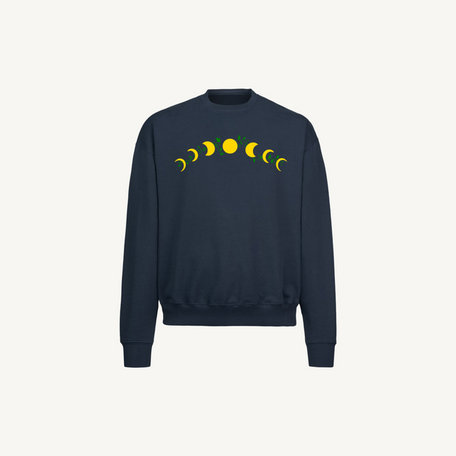 Moonphase Dark Blue Navy Blue Oversized Crewneck Sweater.