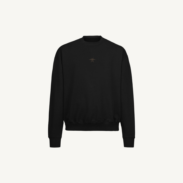 Black Crew Black Oversized Crewneck Sweater.
