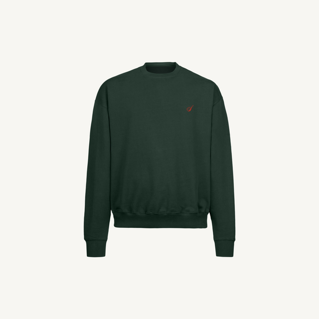 GRN S EMB SWT Wild Green Oversized Crewneck Sweater.