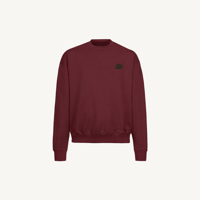 SMOKYBURGUNDYEMBROIDERY Burgundy Oversized Crewneck Sweater.