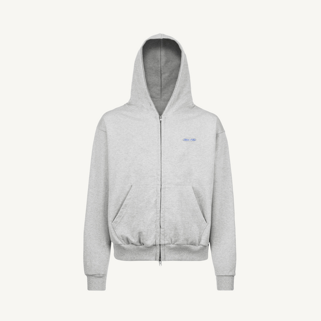 blk&blu Light Grey Marl Oversized Zipped Hoodie.
