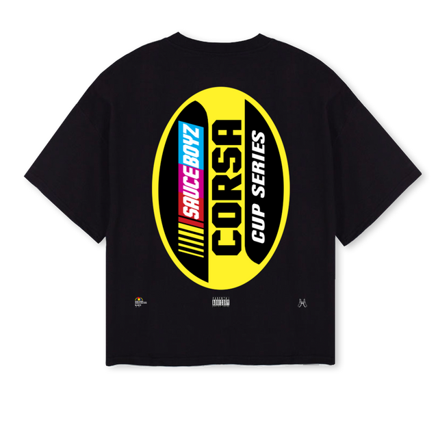 CORSA Black Oversized Boxy Tee.