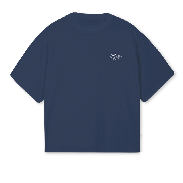 NAVWHT GRAPHIC Navy Blue Oversized Boxy Tee.