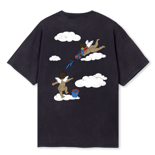 RETTUANGELPRINT Vintage Black Oversized Tee.