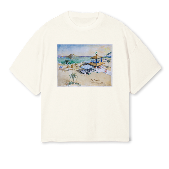 LASIESTAMARIOTHREE Cream Oversized Boxy Tee.