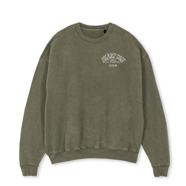 SKARPDIGSWEATOLIVEOS Vintage Olive Oversized Crewneck Sweater.