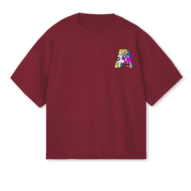 ADWSCREAMBOX Burgundy Oversized Boxy Tee.