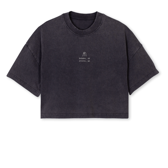 ATHENSGACROP Vintage Black Cropped Oversized Tee.