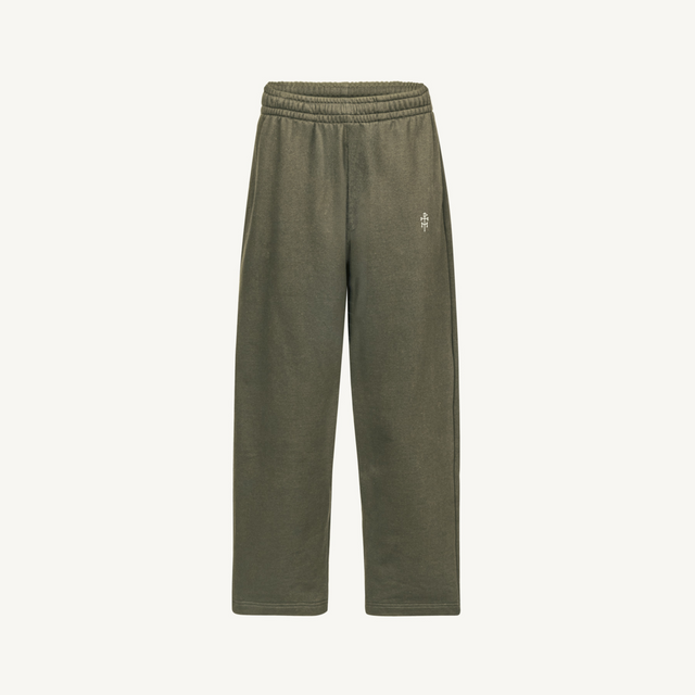 DIEMTI LOGO OX JOGGERS Vintage Olive Straight-Leg Relaxed Sweatpants.