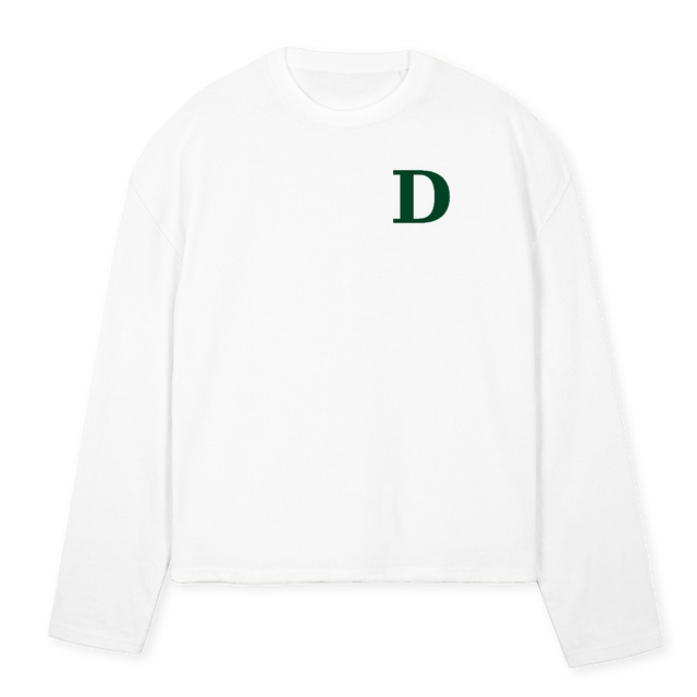 MEN GERI White Oversized Boxy LS Tee.