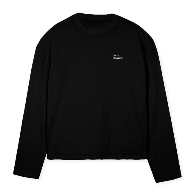 LONGSLFINAL Black Oversized Boxy LS Tee.
