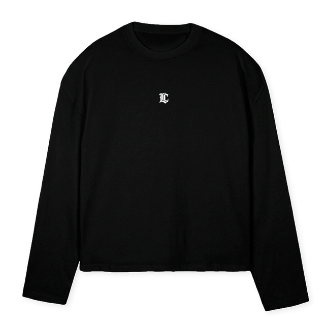 LSLUME Black Oversized Boxy LS Tee.