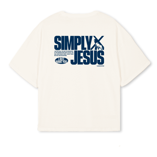 SIMPLYJESUS Vintage White Oversized Boxy Tee.