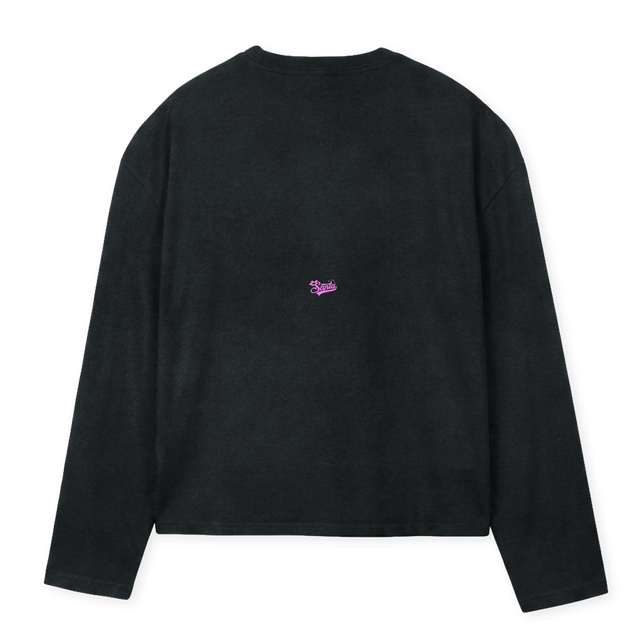 SANTATWOLONGLESEEVE_VB Vintage Black Oversized Boxy LS Tee.