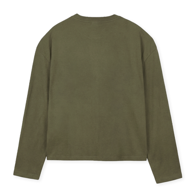 MAGIAVERDE Vintage Olive Oversized Boxy LS Tee.