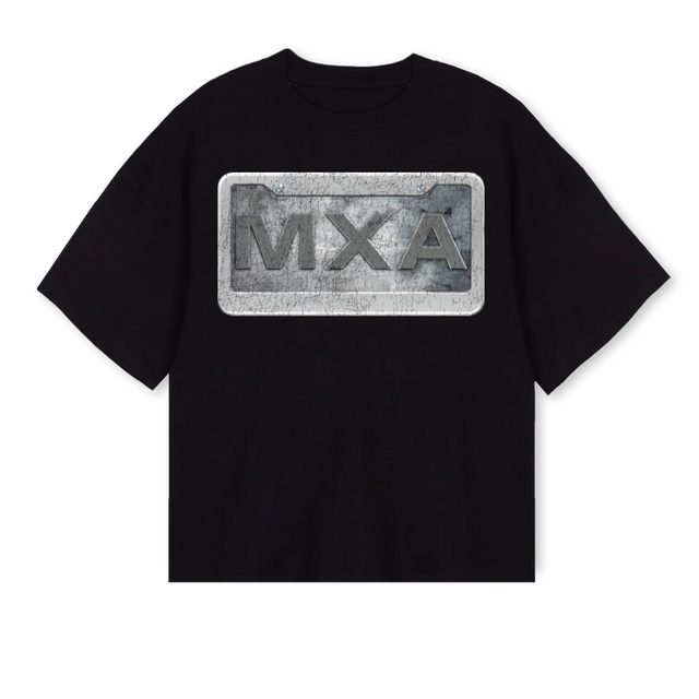 MXA LICENSE PLATE Black Oversized Boxy Tee.