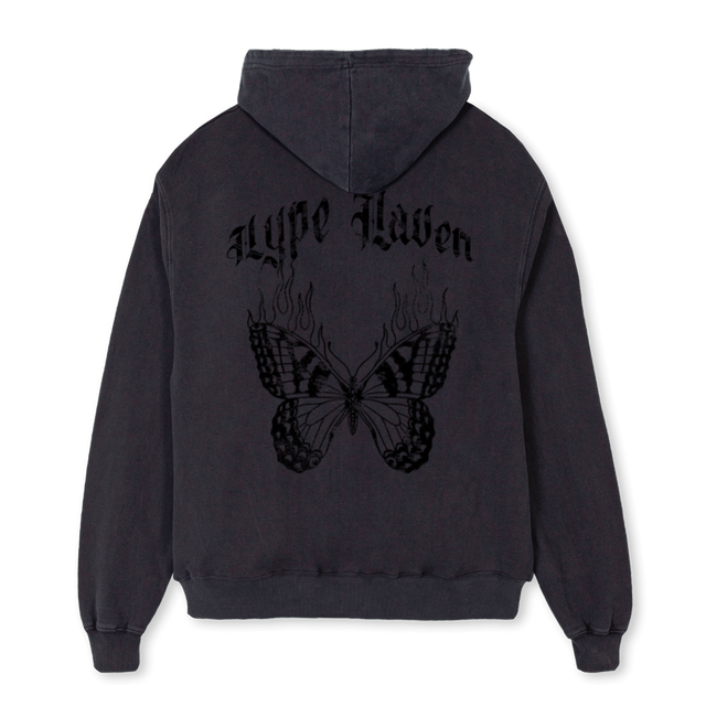 HYPEHAVEN Vintage Black Oversized Zipped Hoodie.