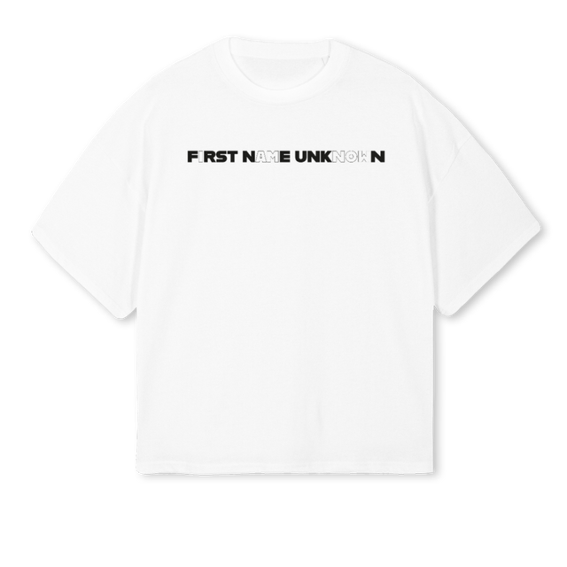 FNUTHREE White Oversized Boxy Tee.