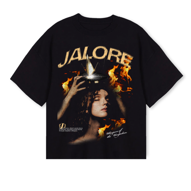 JALORE  Black Oversized Boxy Tee.