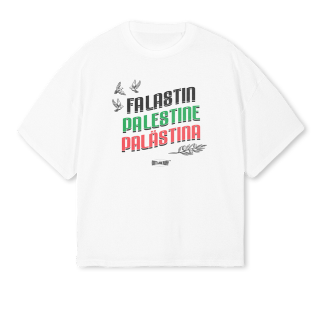 FALASTINW White Oversized Boxy Tee.