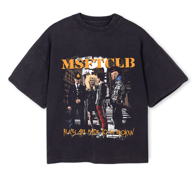 PUNK Vintage Black Oversized Boxy Tee.